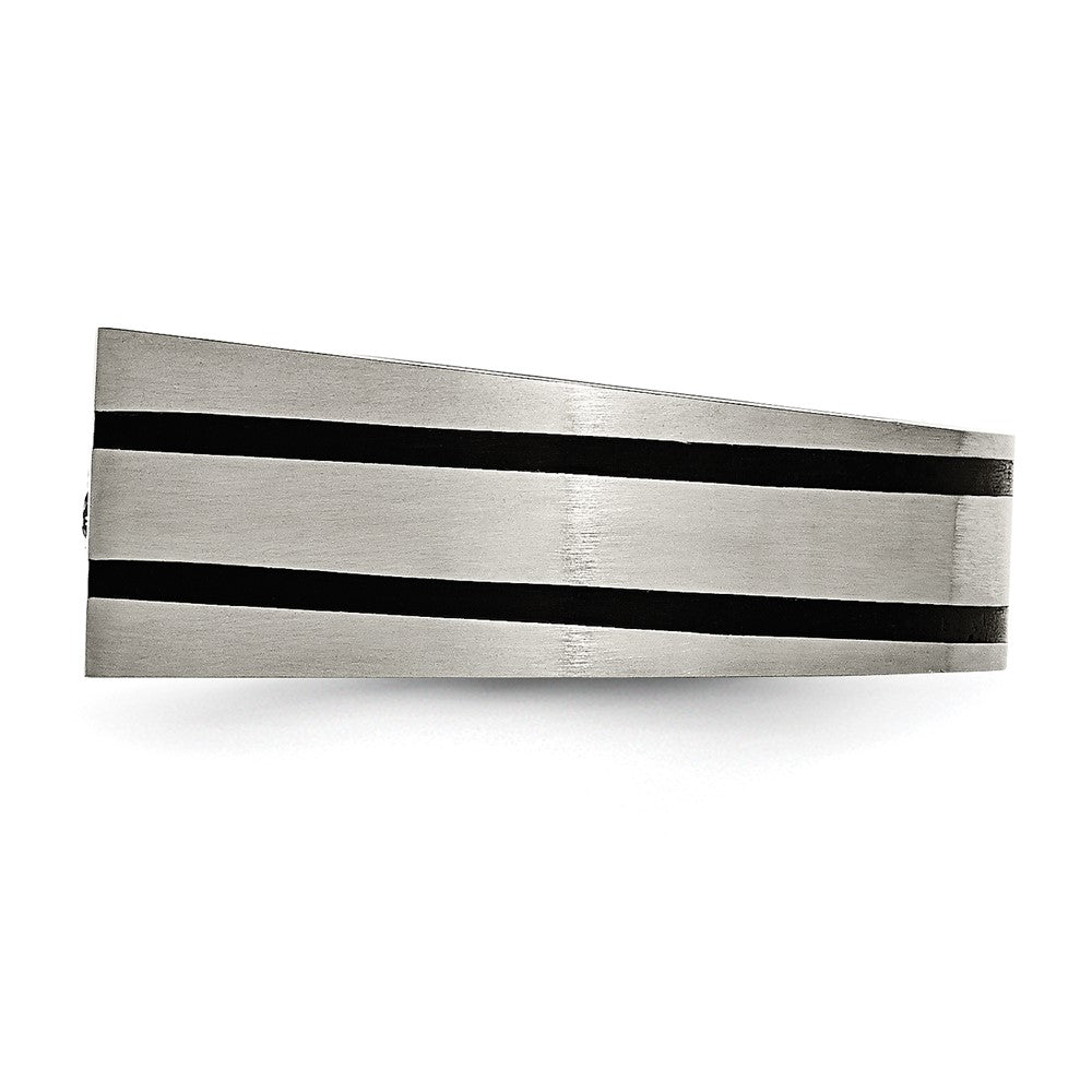Titanium Brushed and Polished Black IP-plated CZ Signet Ring Size - 12