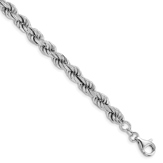 Sterling Silver Rhodium-plated Polished Fancy Rope Bracelet 7.5  inches