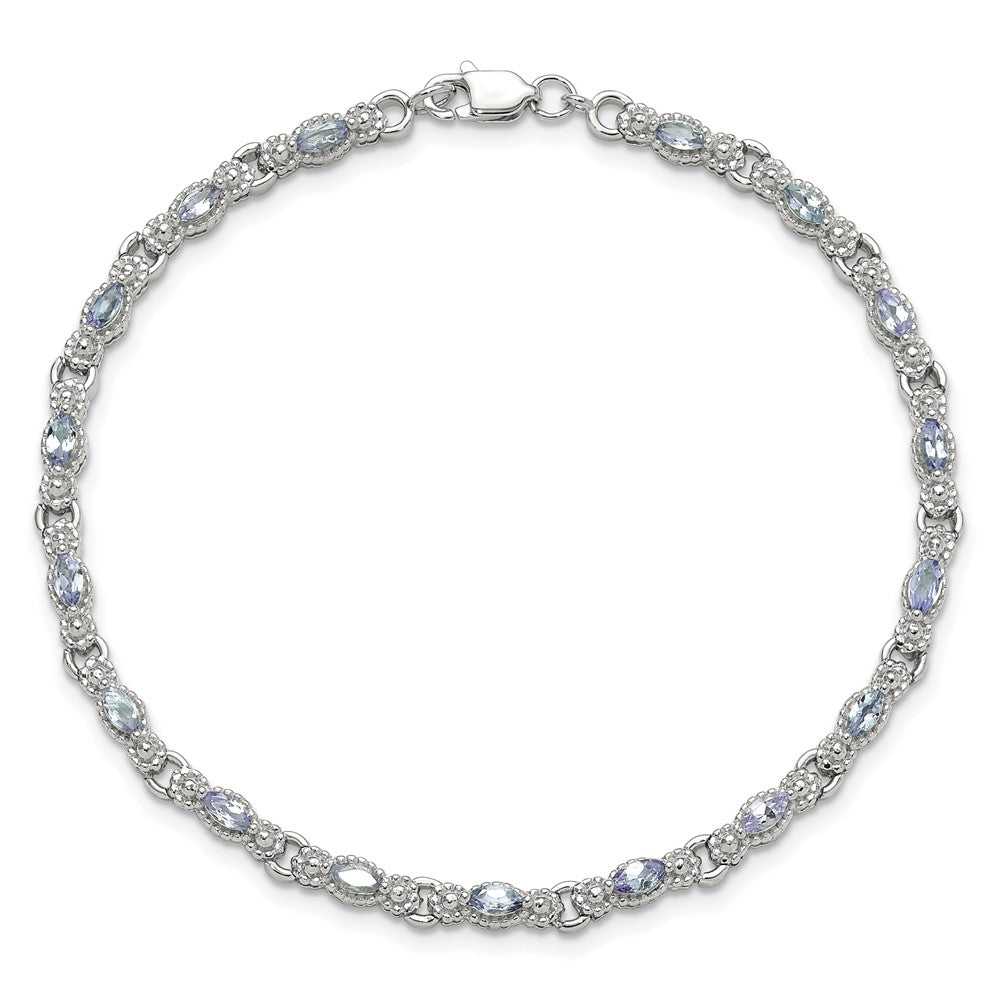 Sterling Silver Rhodium-plated Polished Tanzanite 7.5 inch Bracelet 7.5 inches