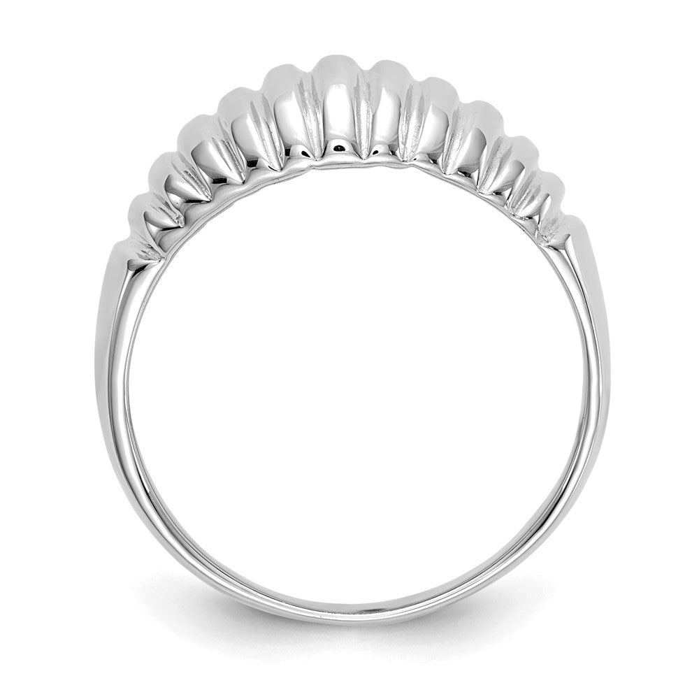 14k White Gold High Polished Ribbed Dome Ring Size 7