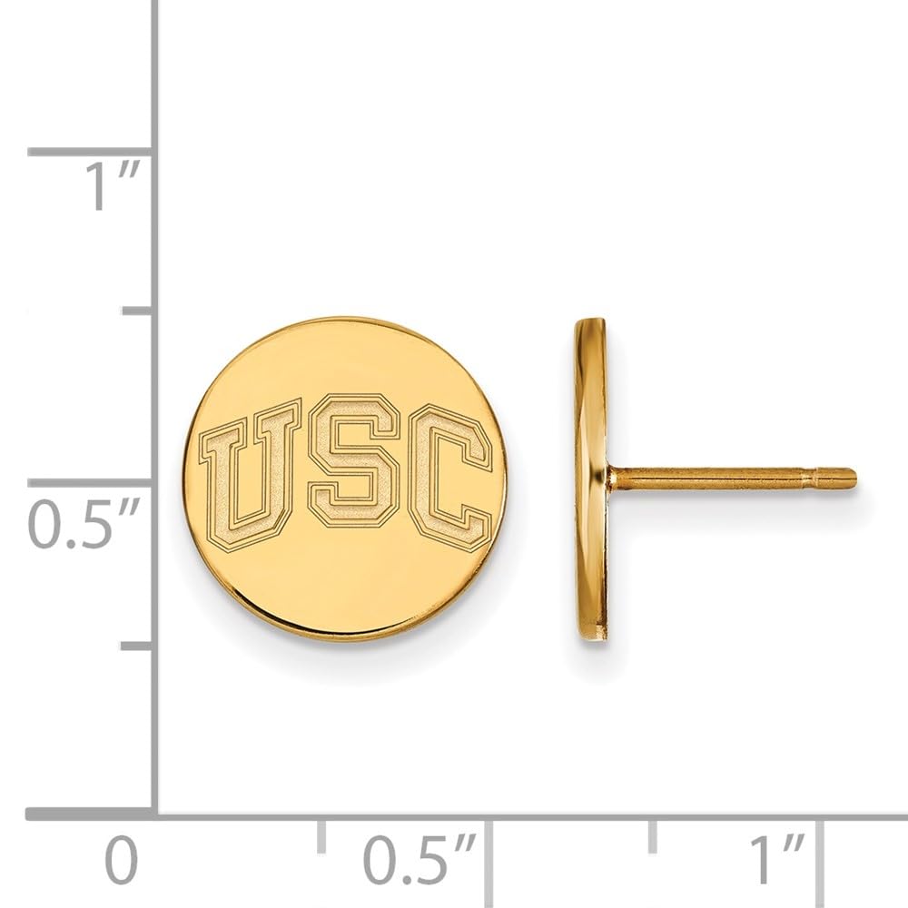 Logoart Sterling Silver Gp University Of Southern California Extra Small Disc Earrings