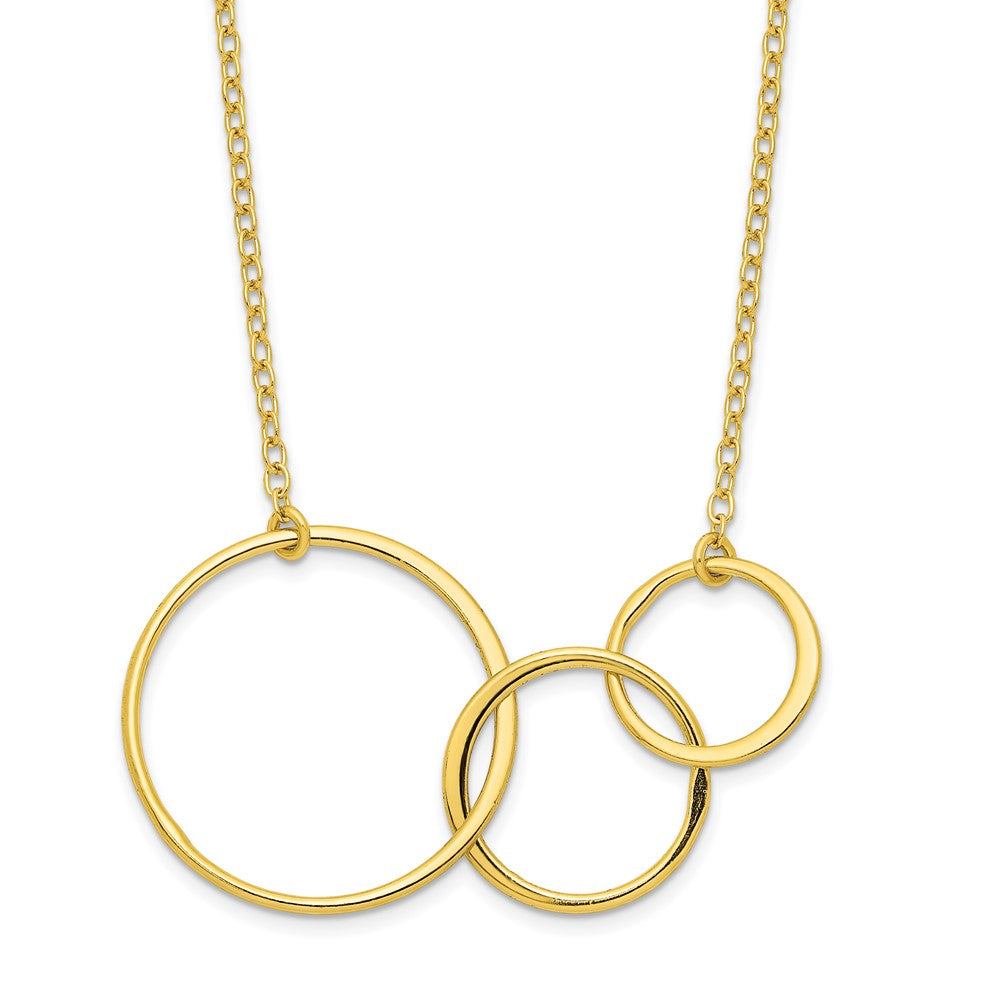 Sterling Silver Gold-tone 3 Intertwined Circles w/2 in ext. Necklace 16 Inches