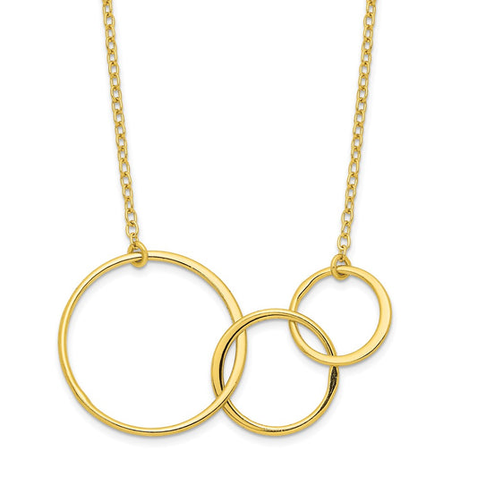 Sterling Silver Gold-tone 3 Intertwined Circles w/2 in ext. Necklace 16 Inches