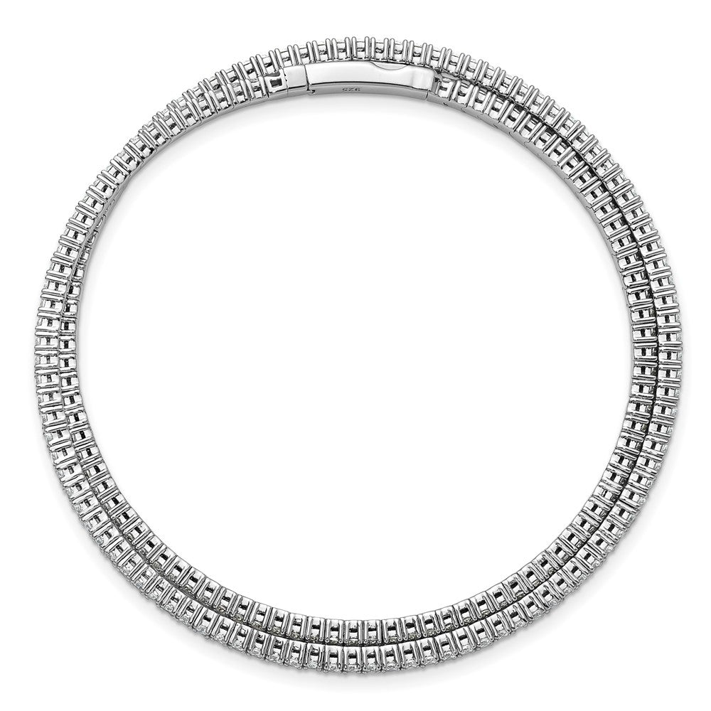 Sterling Shimmer Sterling Silver Rhodium-plated 1.75mm CZ 192 Stone Wrap Bracelet 7 inches