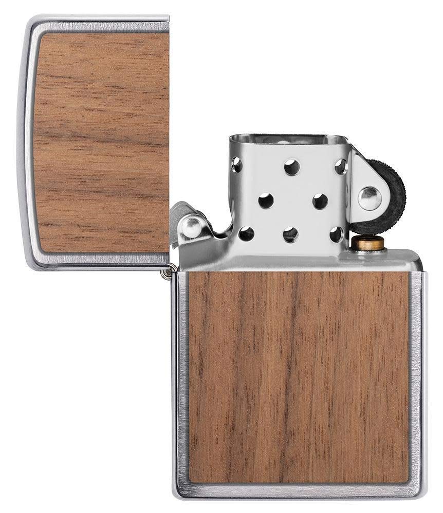 Zippo Woodchuck USA Walnut Brushed Chrome Pocket Lighter