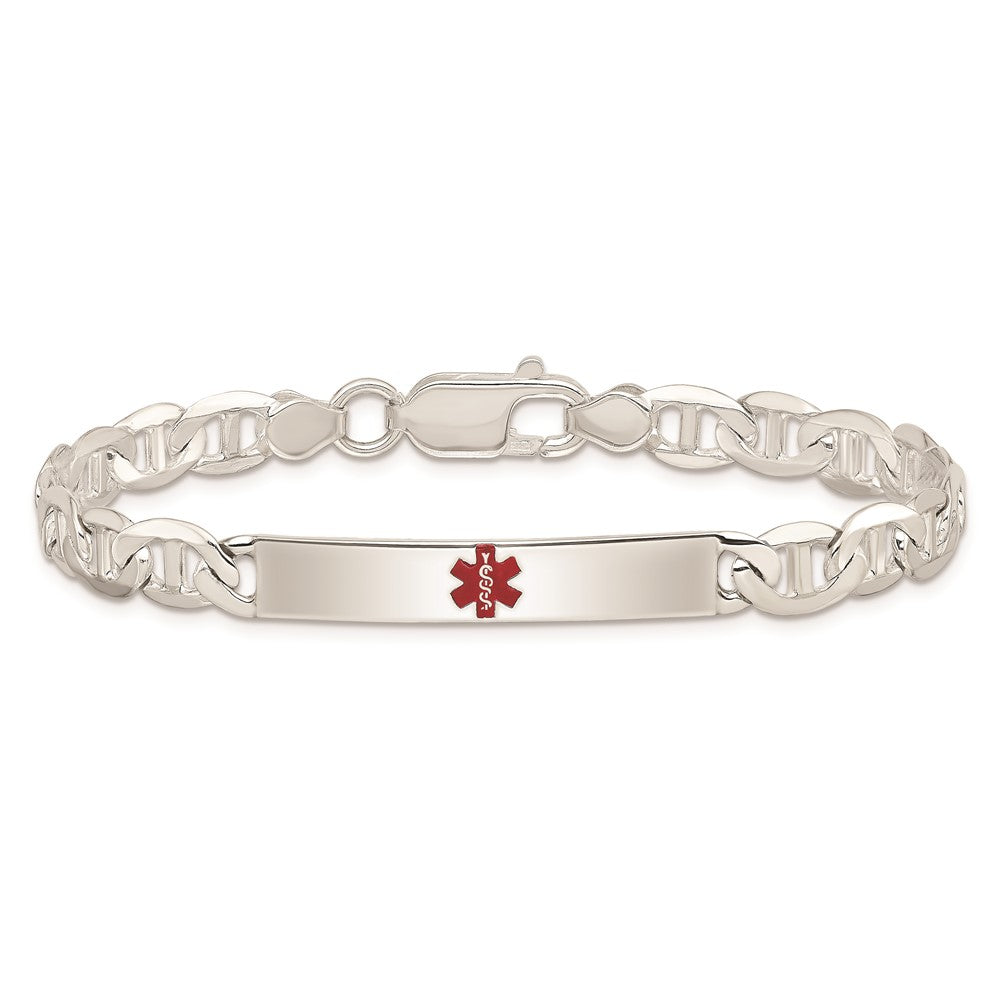 Sterling Silver Polished Medical Anchor Link ID Bracelet 7.5 inches
