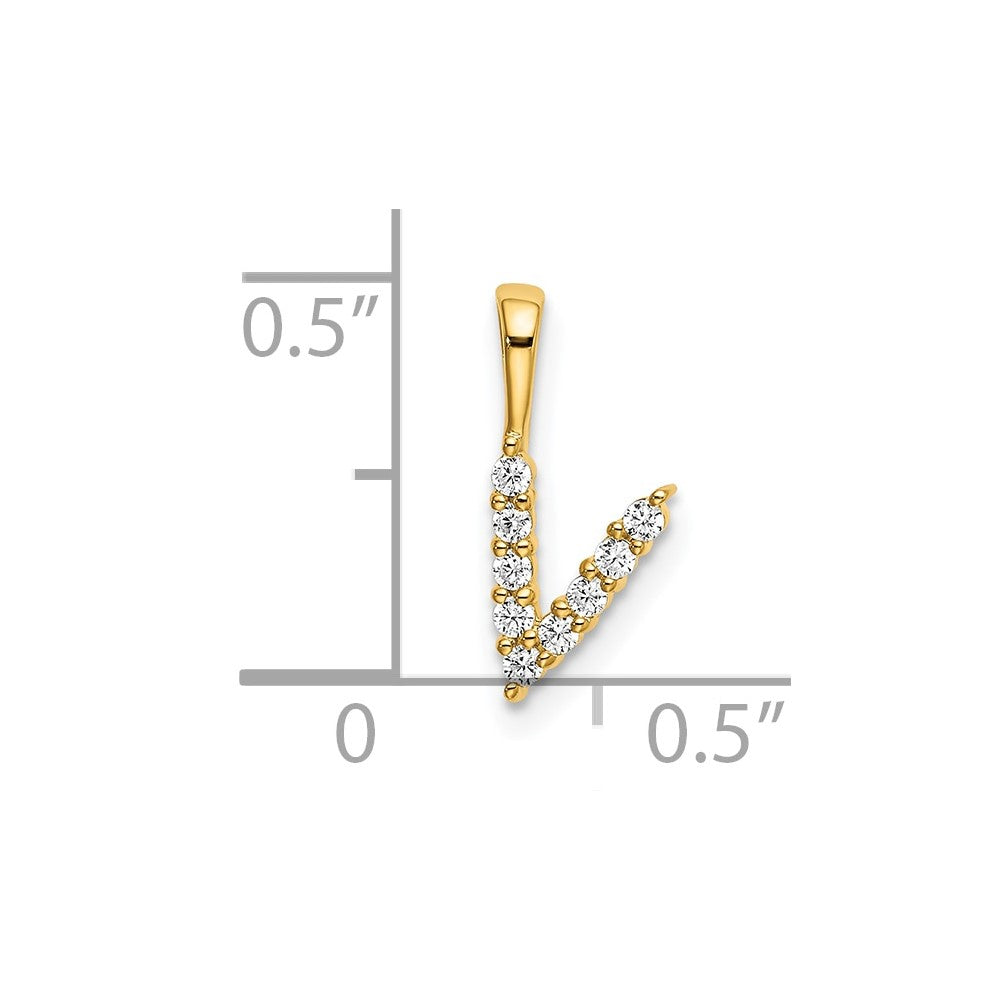 14k 1/10 carat Lab Grown Diamond VS/SI+ G+ Letter V Initial Pendant