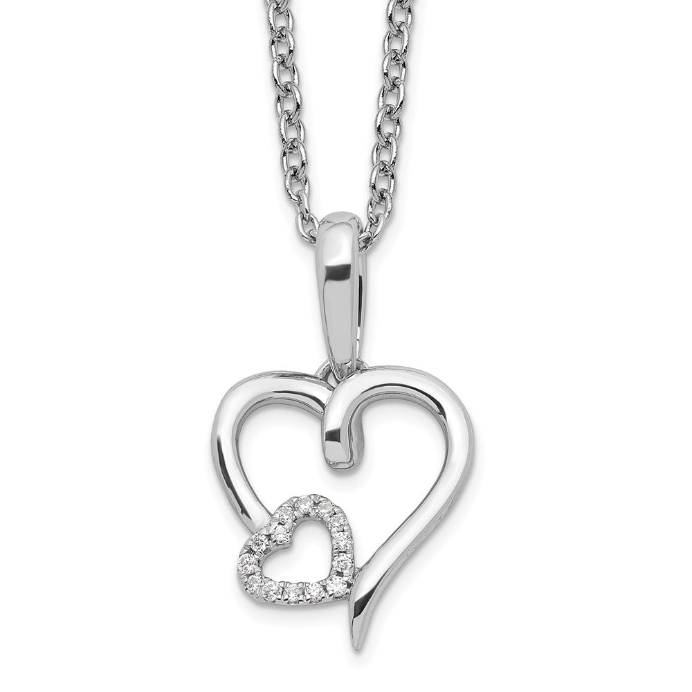 White Ice Sterling Silver Rhodium-plated 18 Inch Diamond Hearts Necklace with 2 Inch Extender 18 Inches