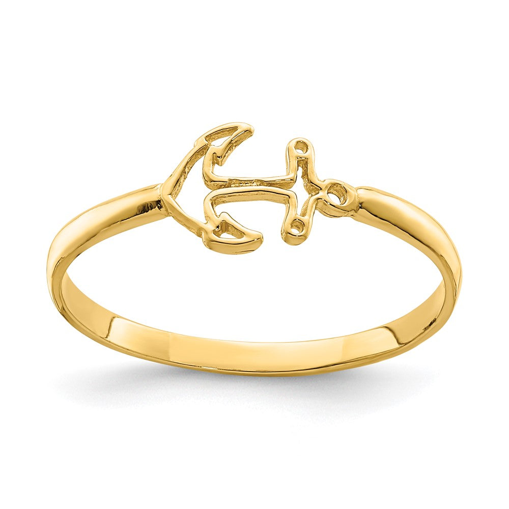 14K Polished Anchor Ring Size 7