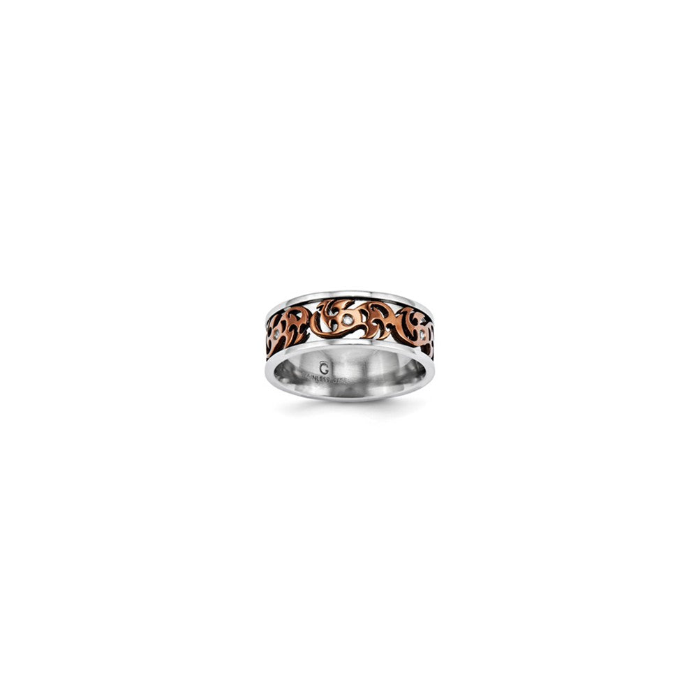 Stainless Steel 8mm .051 ctw Ring