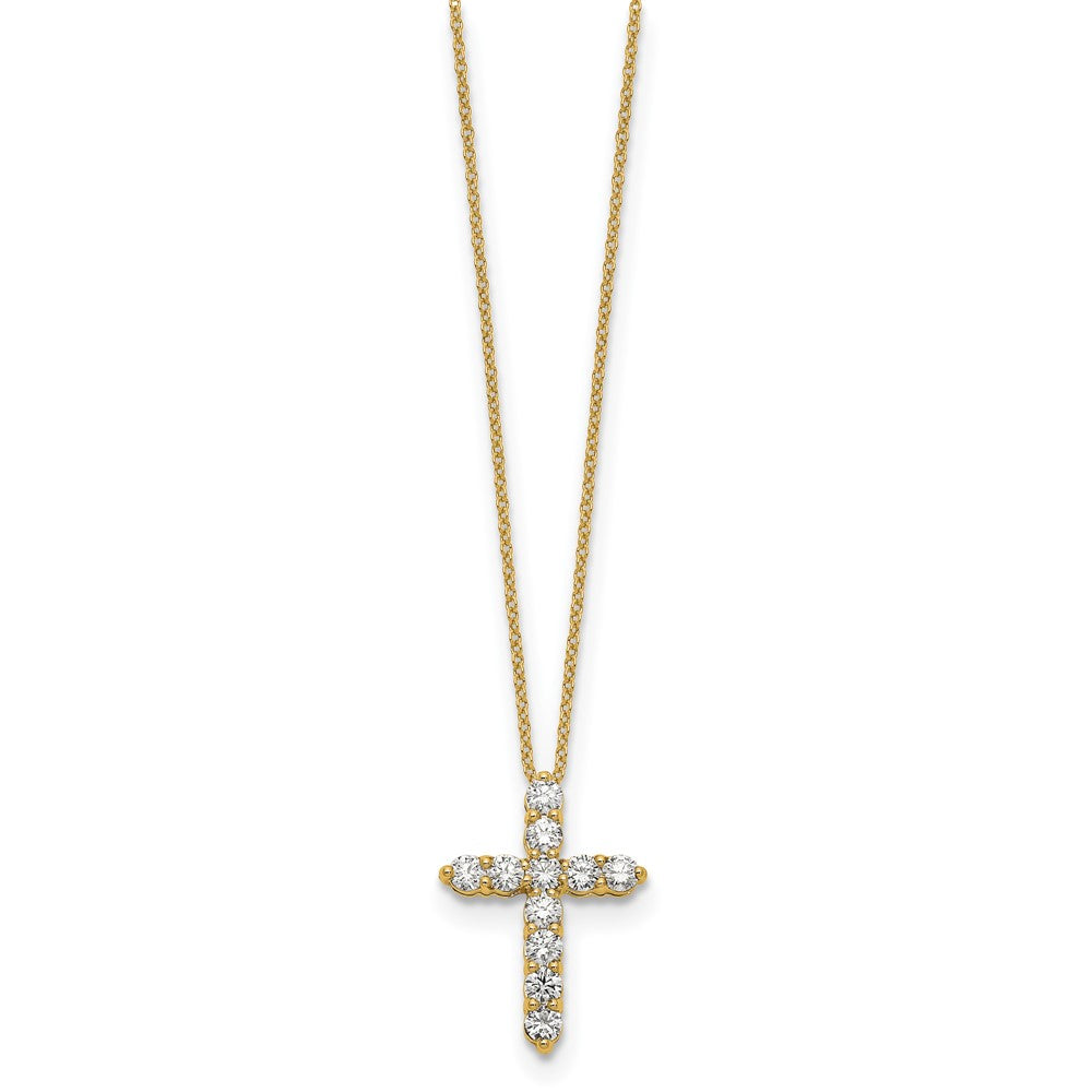 True Origin 14k 1 carat Lab Grown Diamond VS DEF 18 inch Cross Pendant Necklace