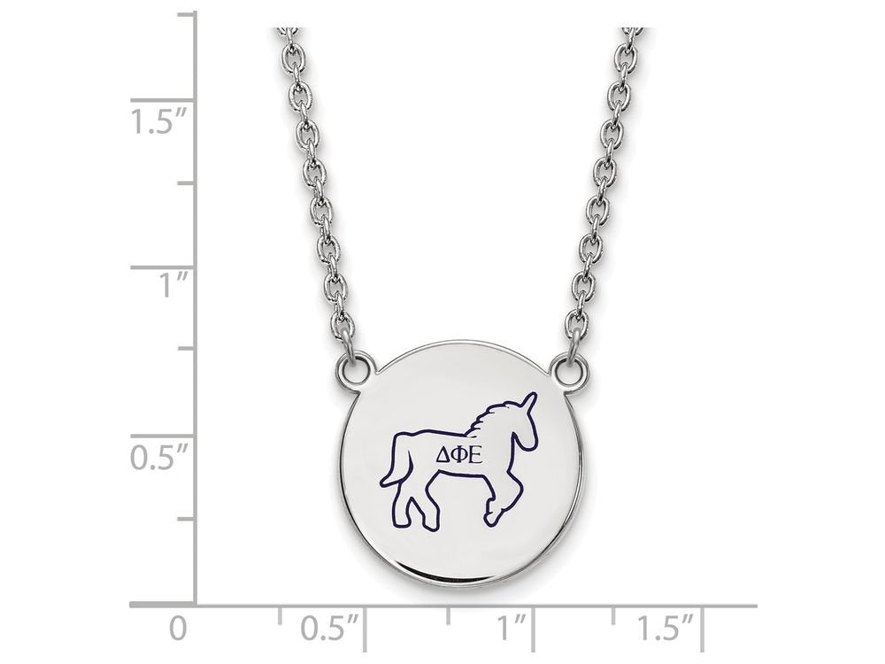 Sterling Silver 18in Official Licensed Greek Sororities Delta Phi Epsilon (???) Small Enamel Pendant w/Necklace