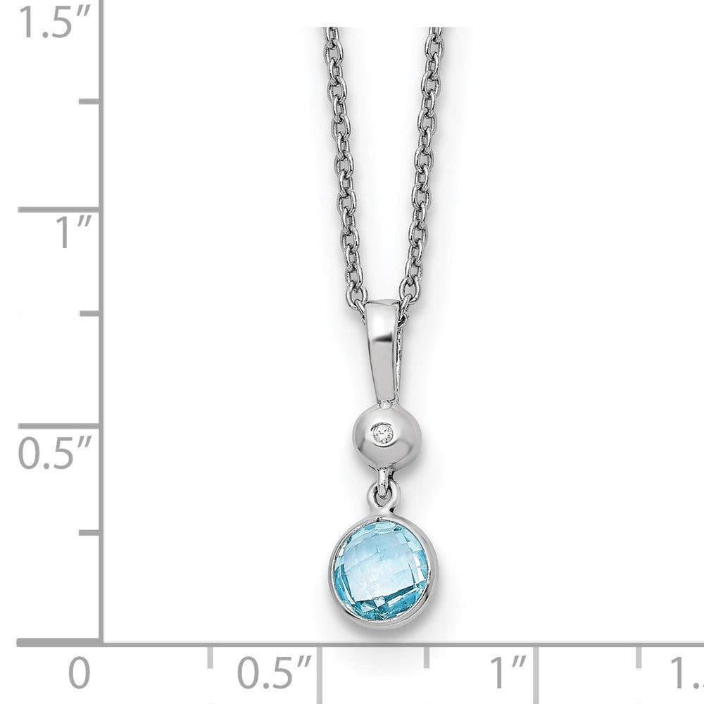 White Ice Sterling Silver Rhodium-plated 18 Inch Blue Topaz and Diamond Necklace with 2 Inch Extender 18 Inches