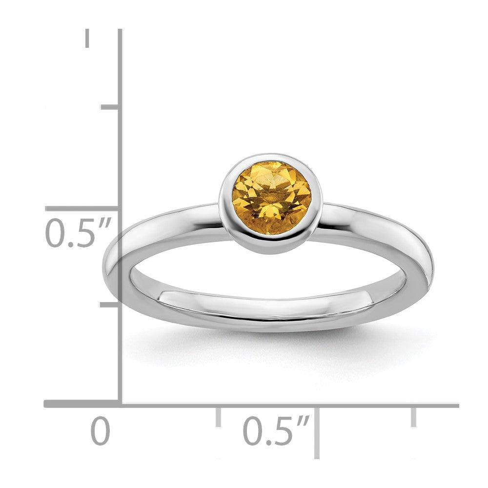 Sterling Silver Stackable Expressions Low 5mm Round Citrine Ring Size -7