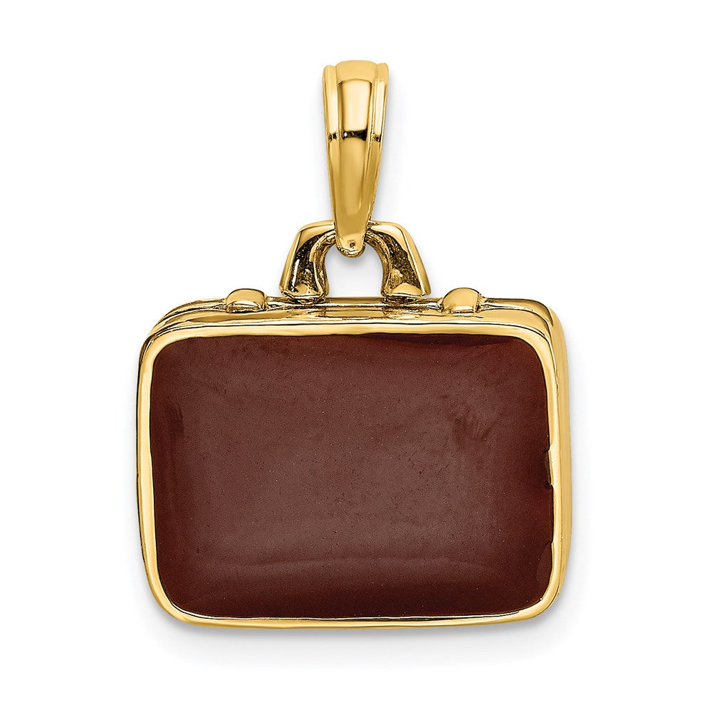 14K w/ Brown Enamel 3-D Opens Briefcase Charm
