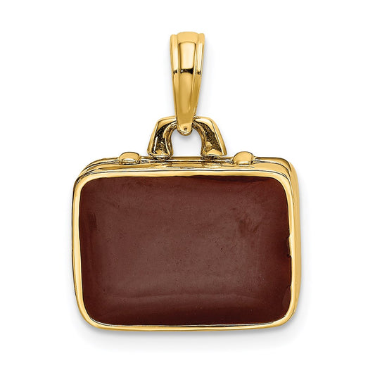 14K w/ Brown Enamel 3-D Opens Briefcase Charm
