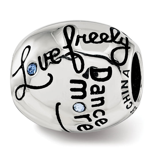 Sterling Silver Reflections Crystals Live Laugh Love Bead