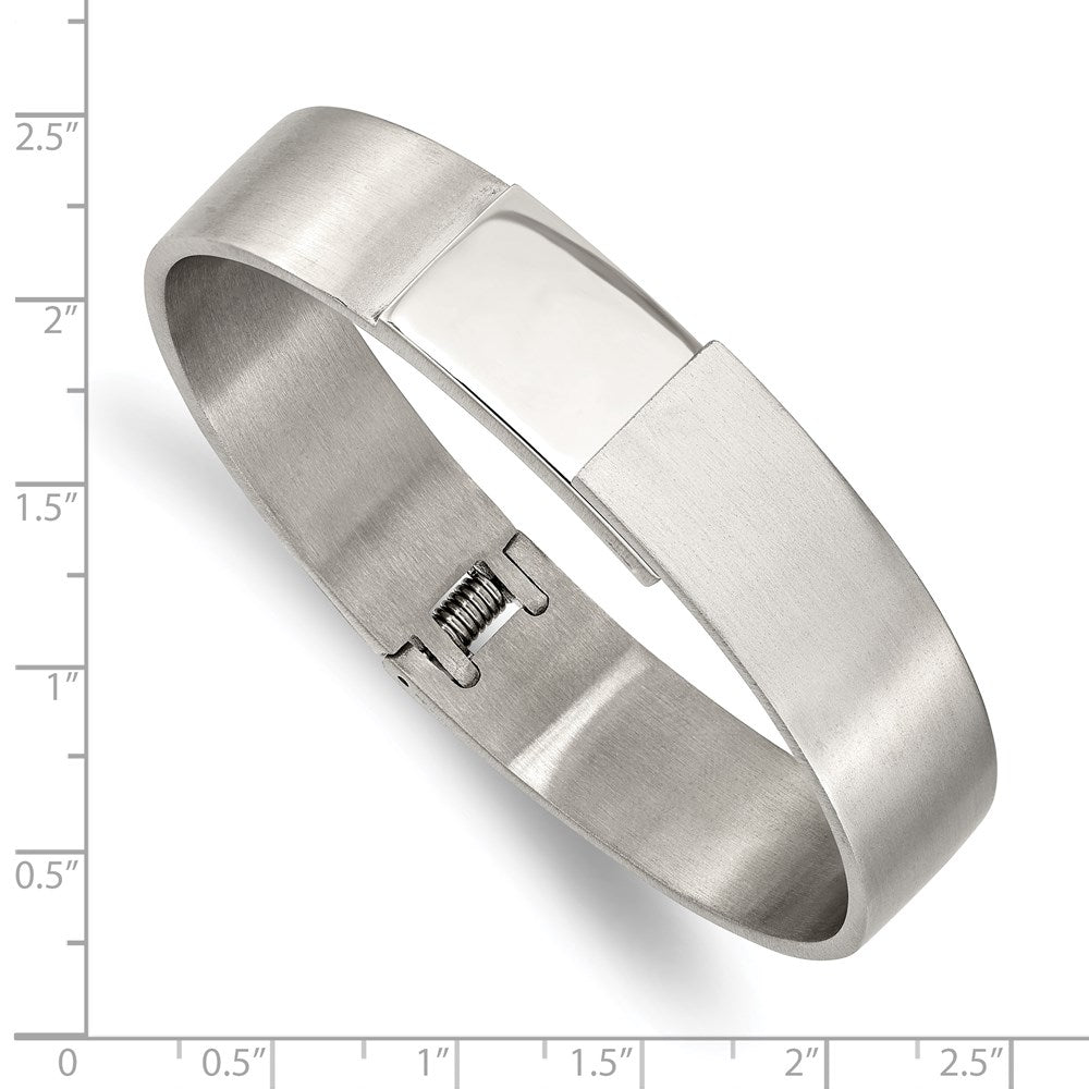 Stainless Steel Brushed and Polished 13mm Hinged Bangle 7 inches