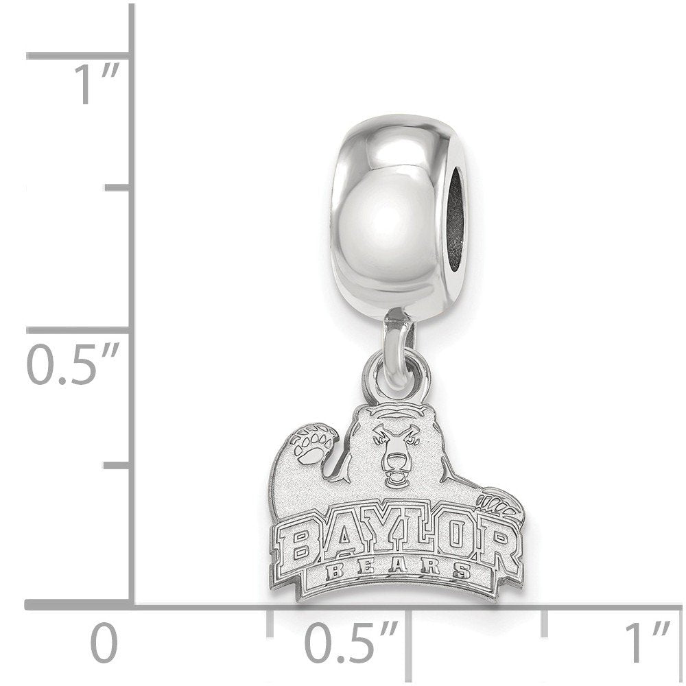 Sterling Silver Rhodium-plated LogoArt Baylor University Bears Extra Small Dangle Bead Charm