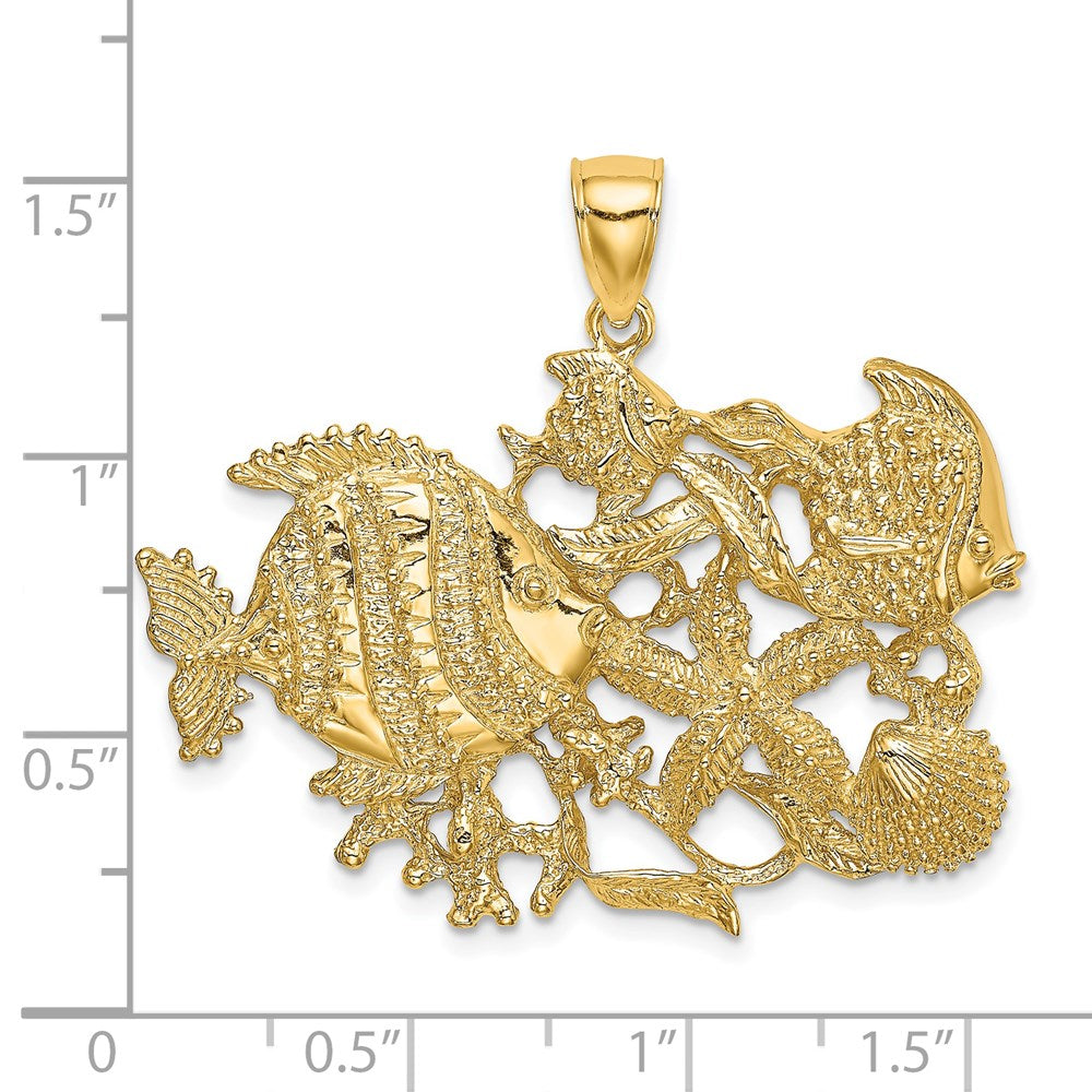 14K Polished /Textured Aquarium Charm