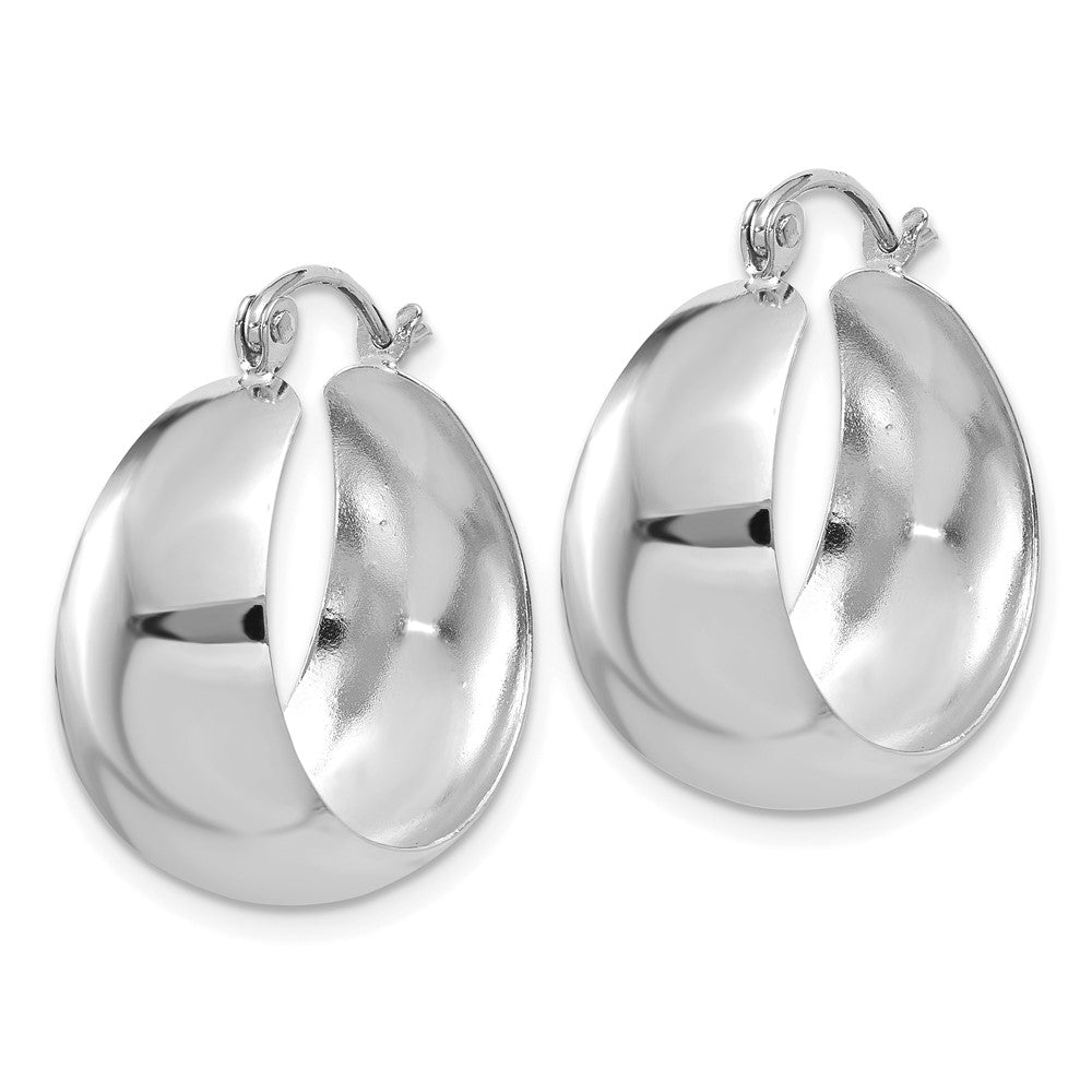 10k White Gold Polished 10.5mm Tapered Hoop Earrings