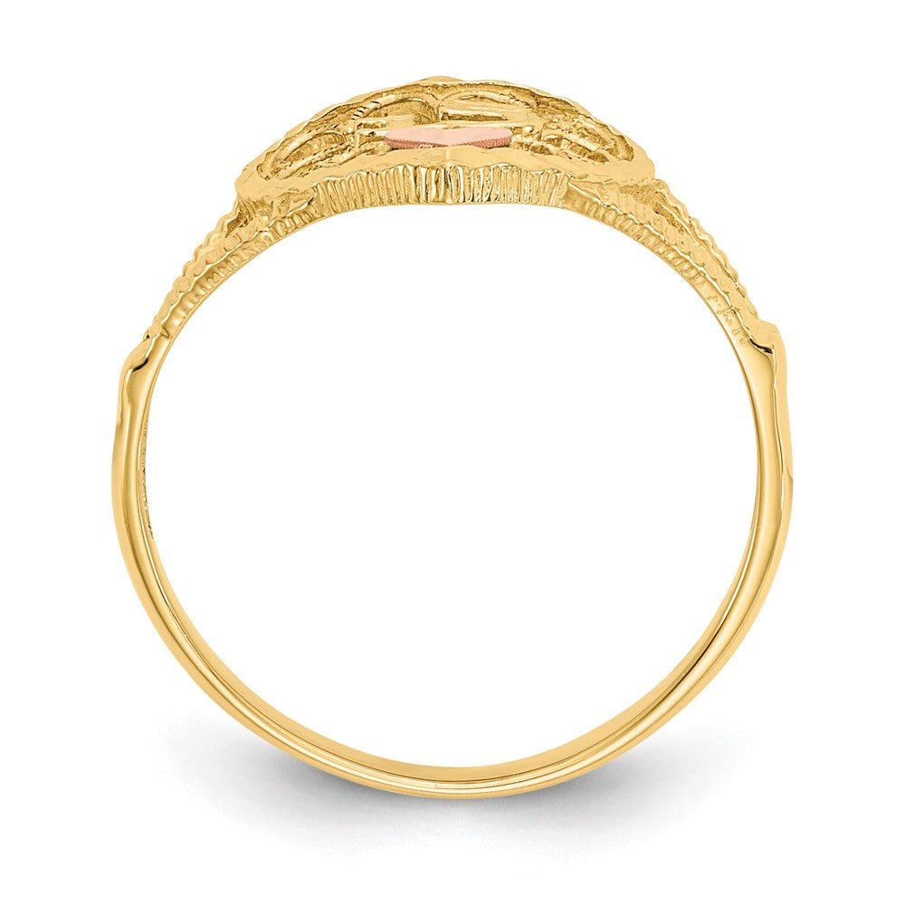 14K Two-tone Diamond Cut 15 Heart Ring Size 6