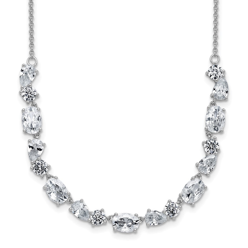 Cheryl M Sterling Silver Rhodium-plated Polished Fancy CZ Necklace 18 Inches