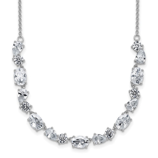 Cheryl M Sterling Silver Rhodium-plated Polished Fancy CZ Necklace 18 Inches