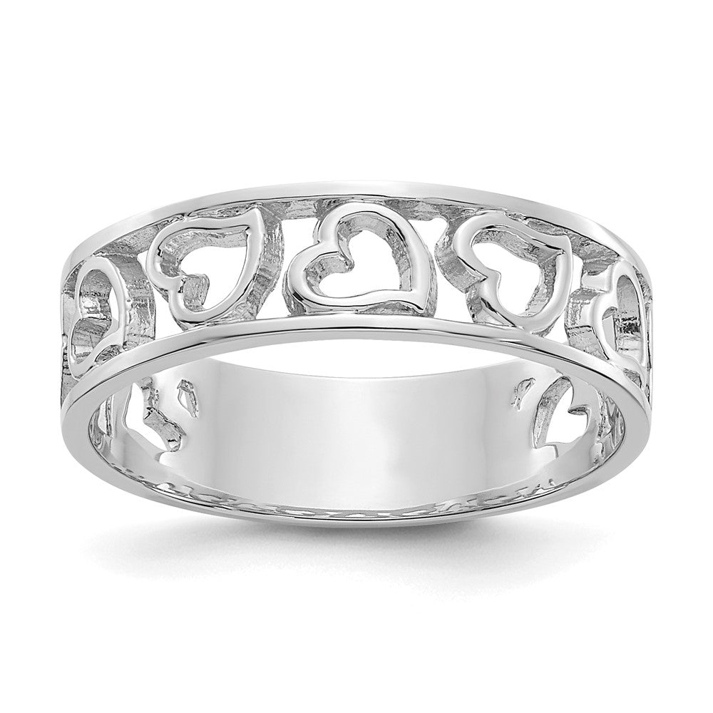 14k White Gold Heart Ring Size 6
