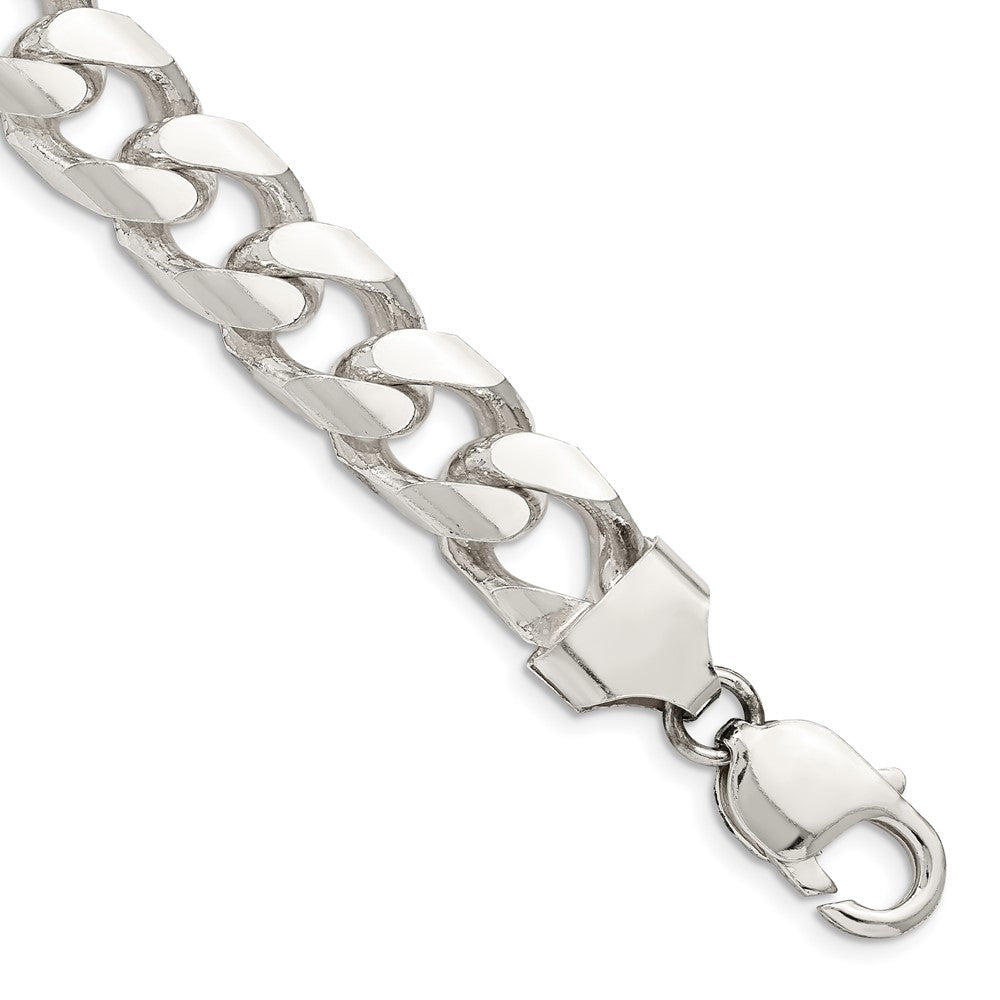 Sterling Silver 11mm Domed w/ Side D/C Curb Chain 9 inches