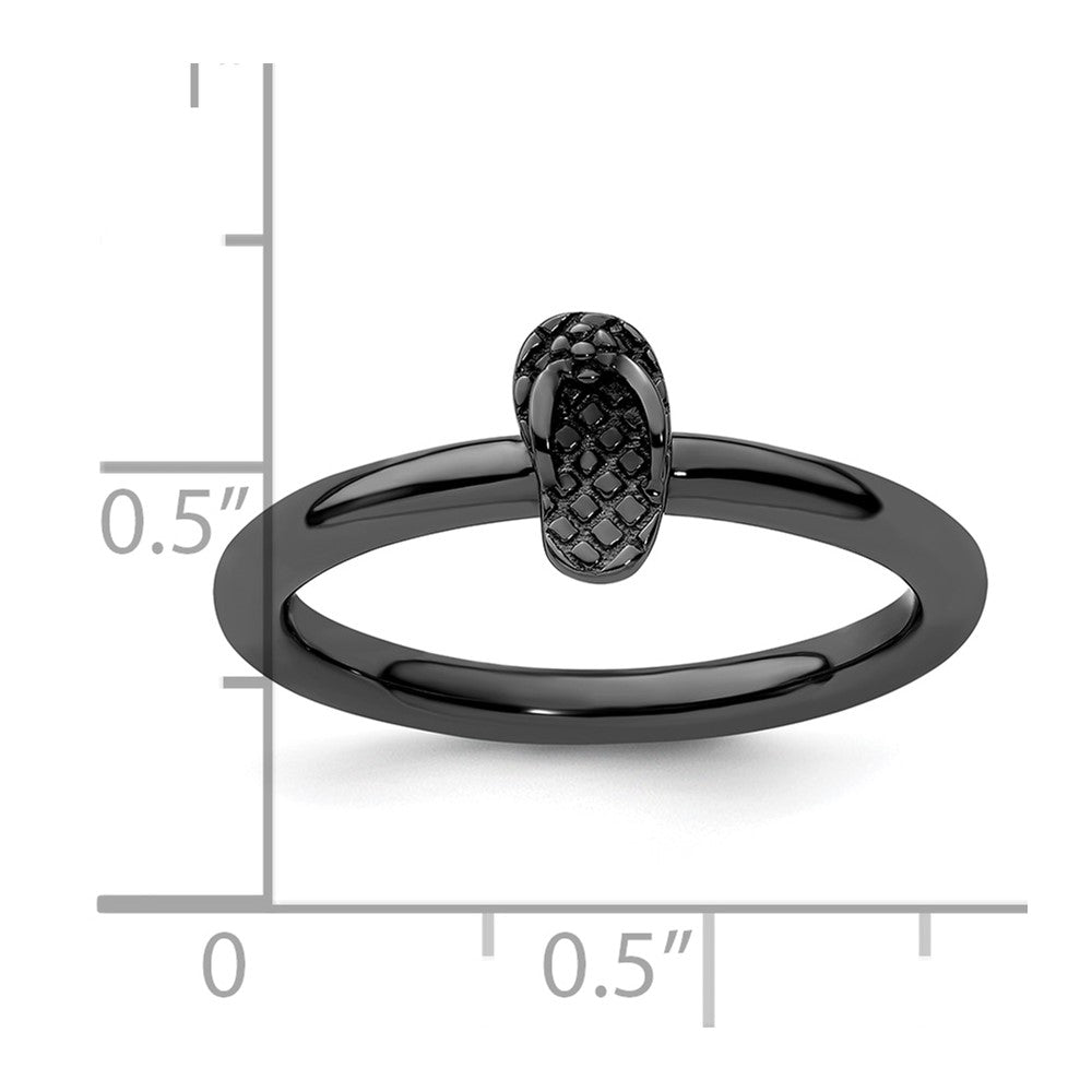 Sterling Silver Stackable Expressions Black-plated Flip Flop Ring