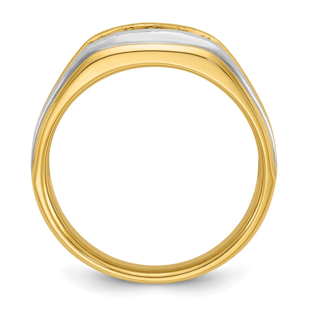 14k IBGoodman Men's Polished Satin and Grooved 5-Stone Ring Mounting