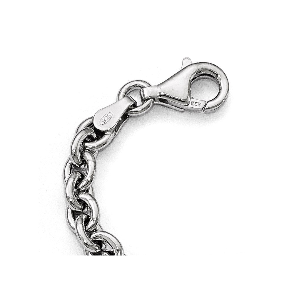 Sterling Silver Polished CZ Infinity Bead Chain Necklace