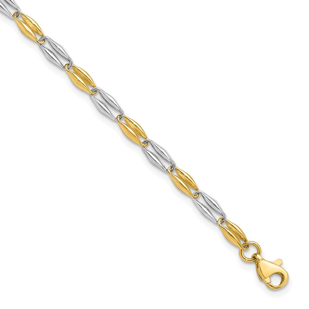 14K Two-tone Polished Fancy Link Bracelet 7.5  inches