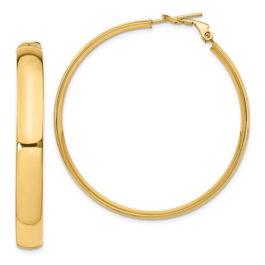 14K 6mm High Polished Omega Back Hoop Earrings