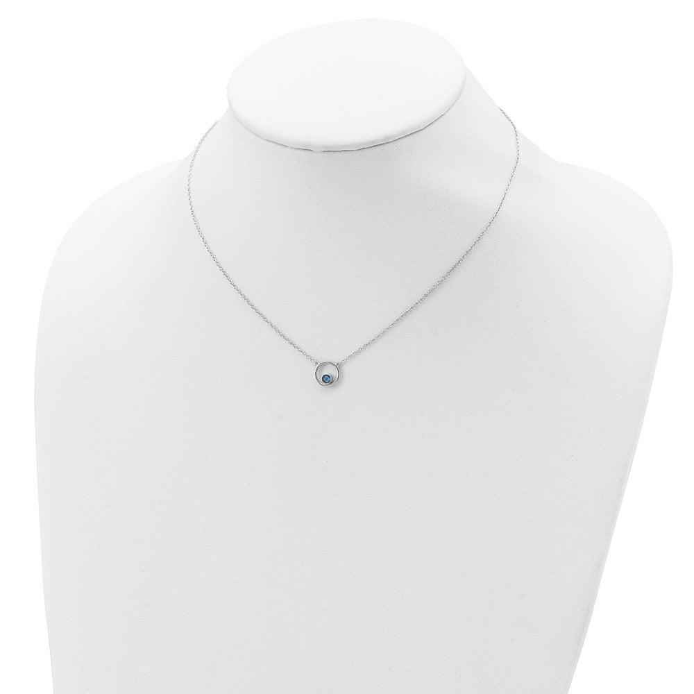 Sterling Silver Rhodium-plated Created Opal Circle w/ 2in ext. Necklace 16 Inches