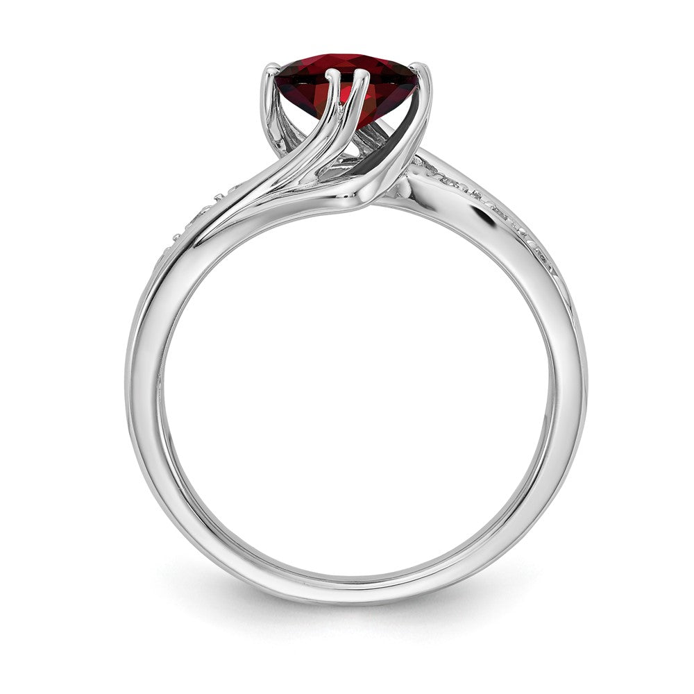 Sterling Silver Garnet and Diamond Ring