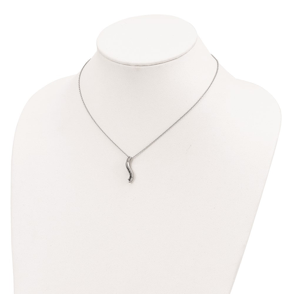 White Night Sterling Silver Rhodium-plated Black and White Diamond 18 Inch Necklace with 2 Inch Extender 18 Inches