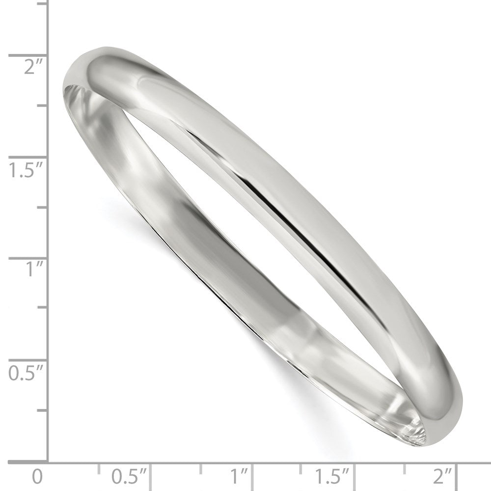 Sterling Silver 6.25mm Solid Polished Plain Slip-On Bangle Bracelet 7.25 inches