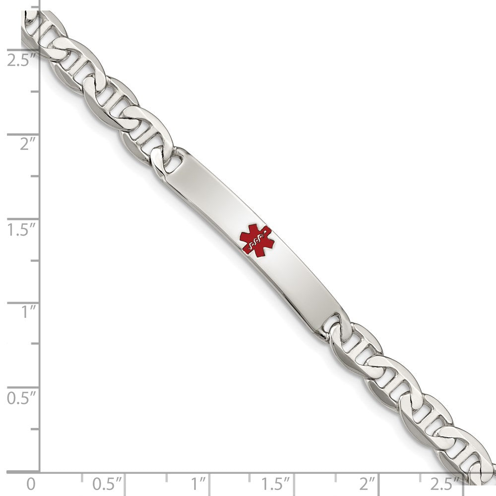 Sterling Silver Polished Medical Anchor Link ID Bracelet 7.5 inches