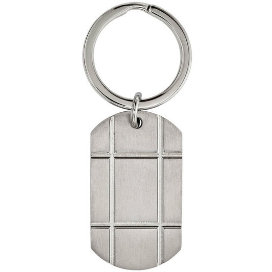 Stainless Steel Brushed Grooved Key Chain