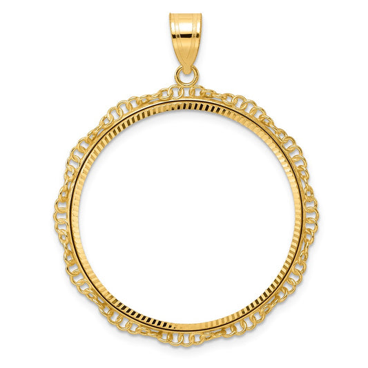 14k Diamond Cut Twisted Ring with 32.0mm Prong Coin Bezel Pendant