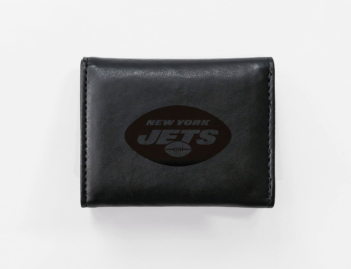 New York Jets Black Laser Engraved Tri-Fold Wallet - Men's Accessory