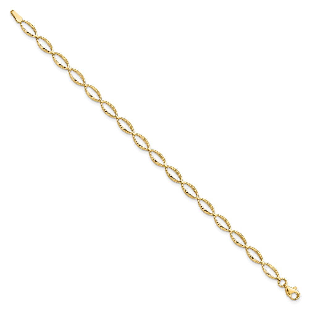 14K Polished and D/C Bracelet 7  inches