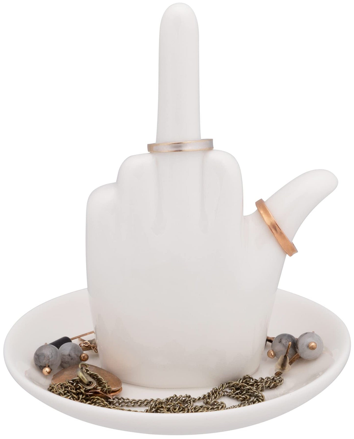 Stephanie Imports White Ceramic Jewelry Organiser Ring Dish Tray