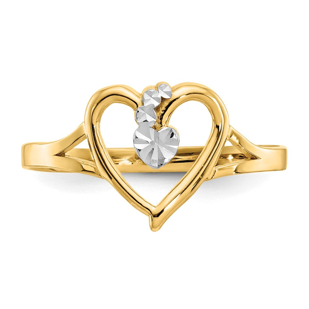 14K and White Rhodium Polished Heart Ring Size 7