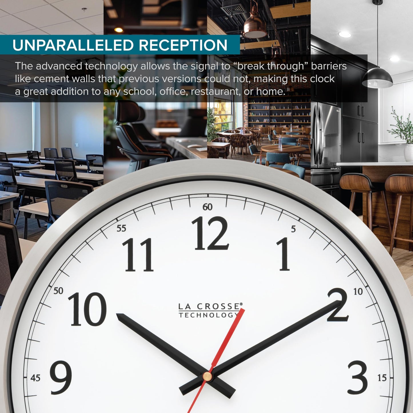 La Crosse Technology 404-1235UA-SS 14 inch UltrAtomic Analog Stainless Steel Wall Clock
