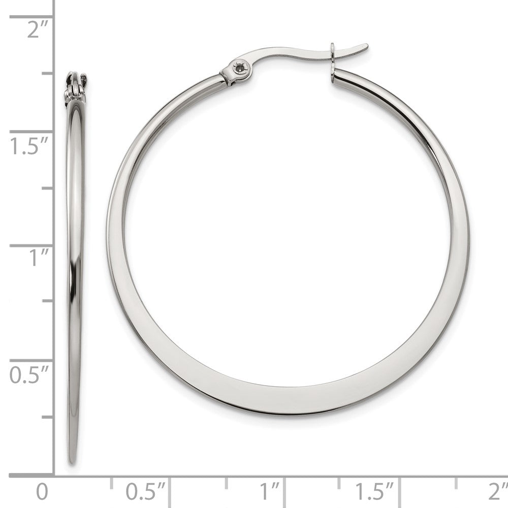 Stainless Steel Polished 40mm Diameter Hoop Earrings