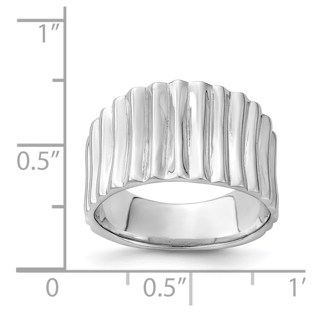 Sterling Silver Rhodium-plated Polished Ridged Ring