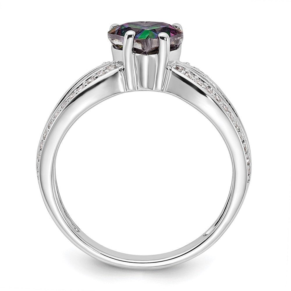 Sterling Silver Polished Mystic Fire Topaz and White Topaz Heart Ring